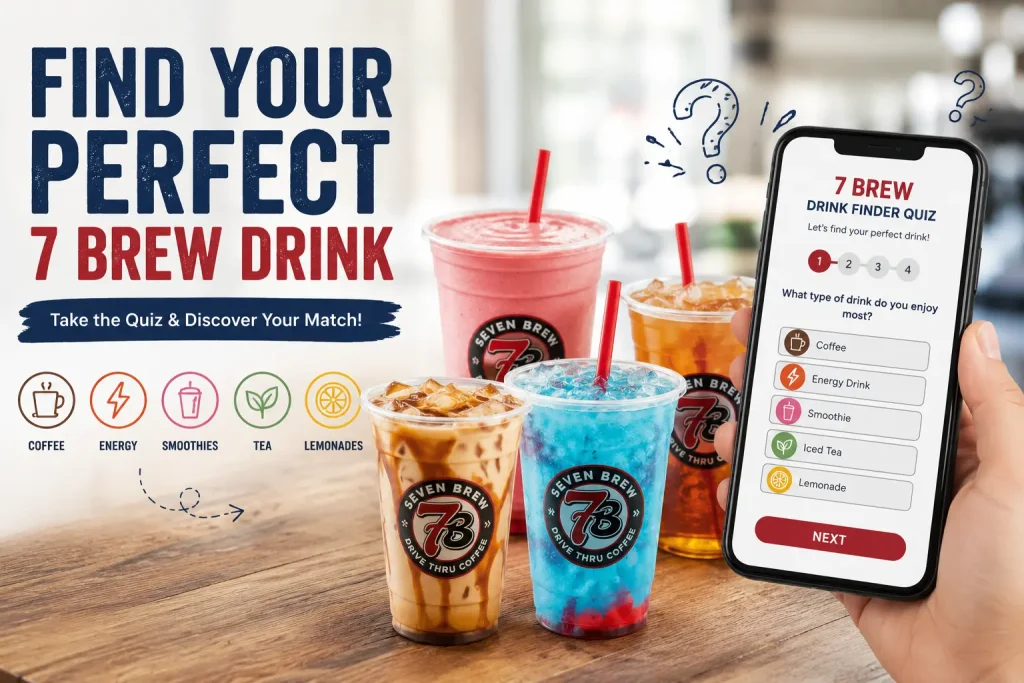 7 Brew Drink Finder Quiz helping customers discover the perfect coffee, energy drink, tea, or smoothie.